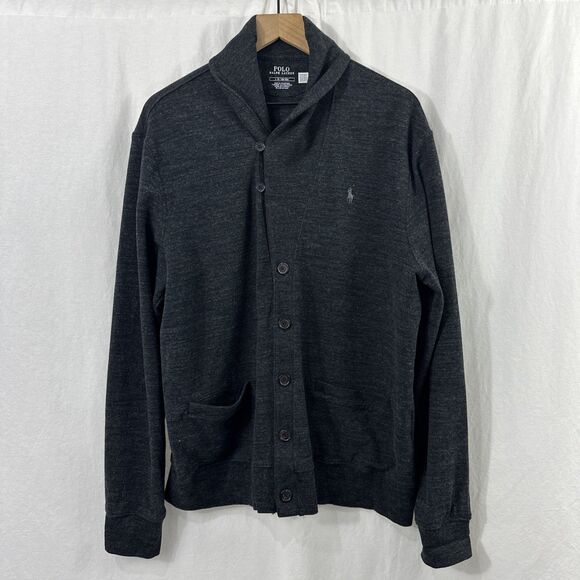 Polo Ralph Lauren Other - Polo Ralph Lauren Mens Charcoal Double-Knit Shawl Collar Jersey Cardigan Size L